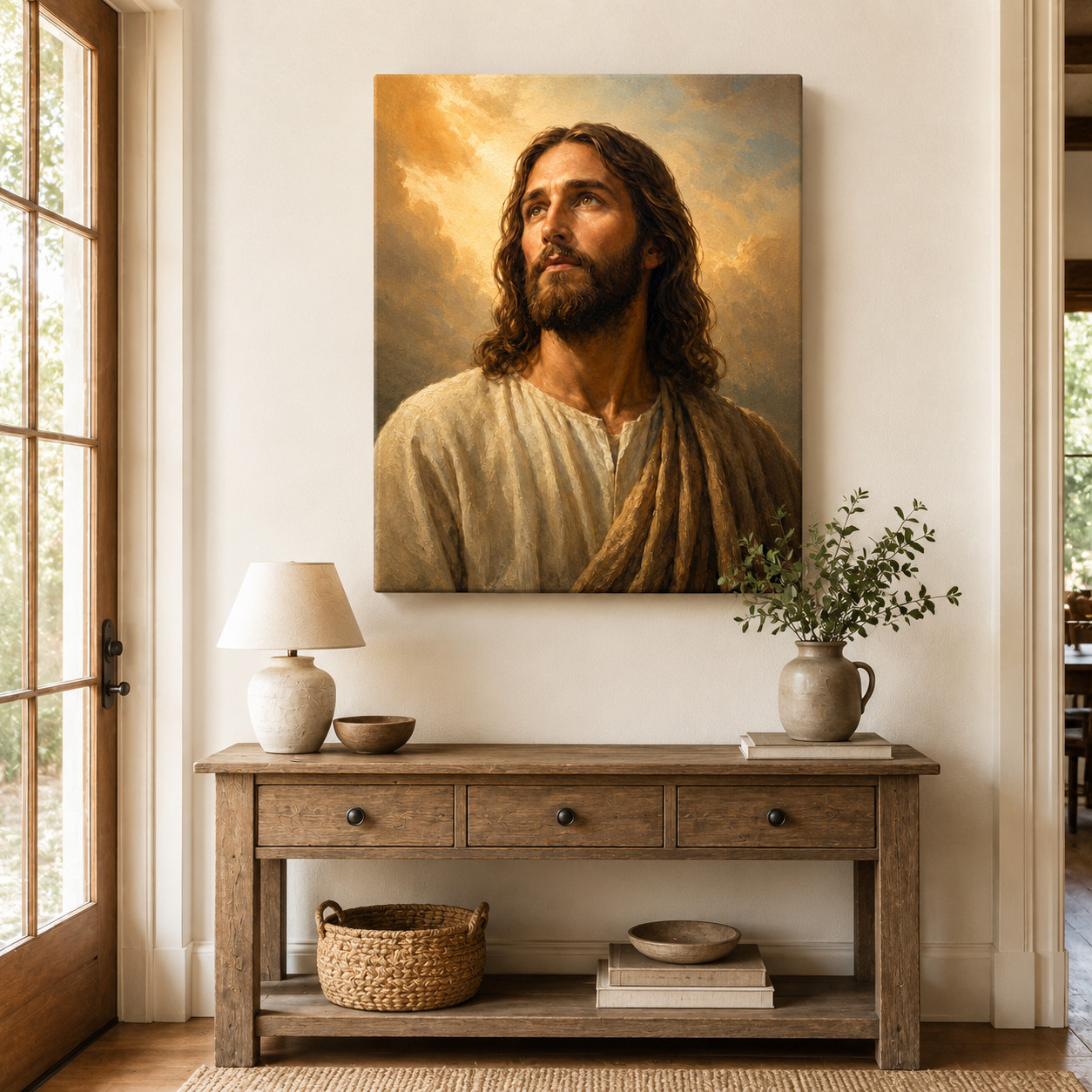 Jesus Portrait Canvas Wall Art Christian Home Decor Sacred Heart Spiritual Gift