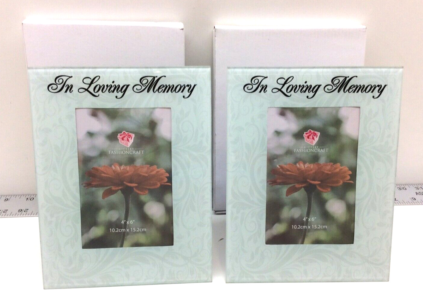 2 – FashionCraft Memorial Glass Photo Frame 4″ x 6″ In Loving Memory