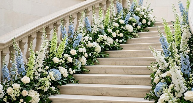 24Pcs White Delphinium Artificial Flowers Bulk 33.5″ Long Stem Silk Delphinium