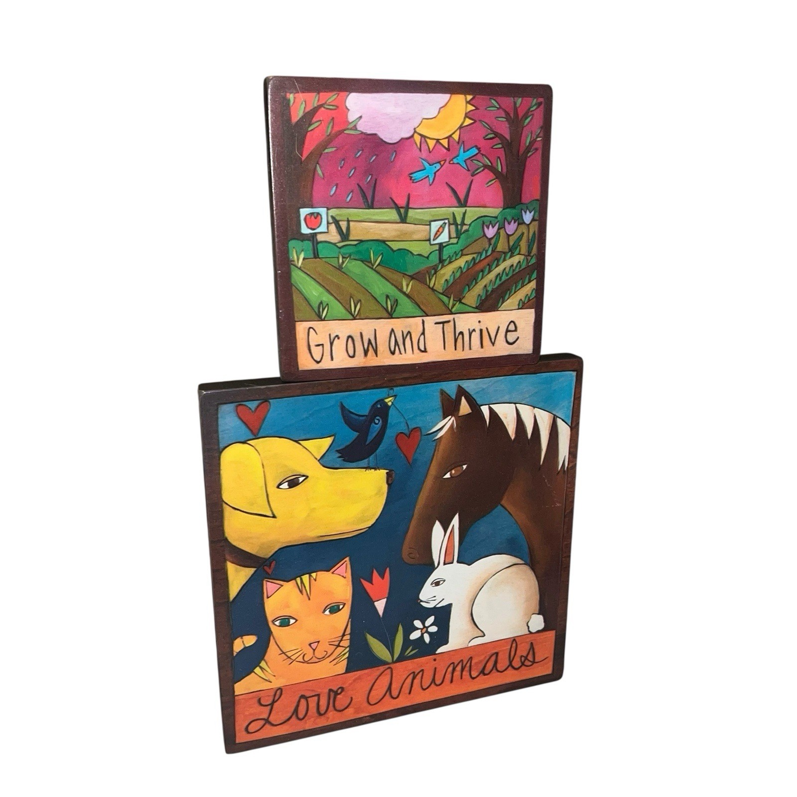 Sincerely, Sticks – “Fur Babies” 9x9in & “It’s Painting Time” Wooden Plaque Lot