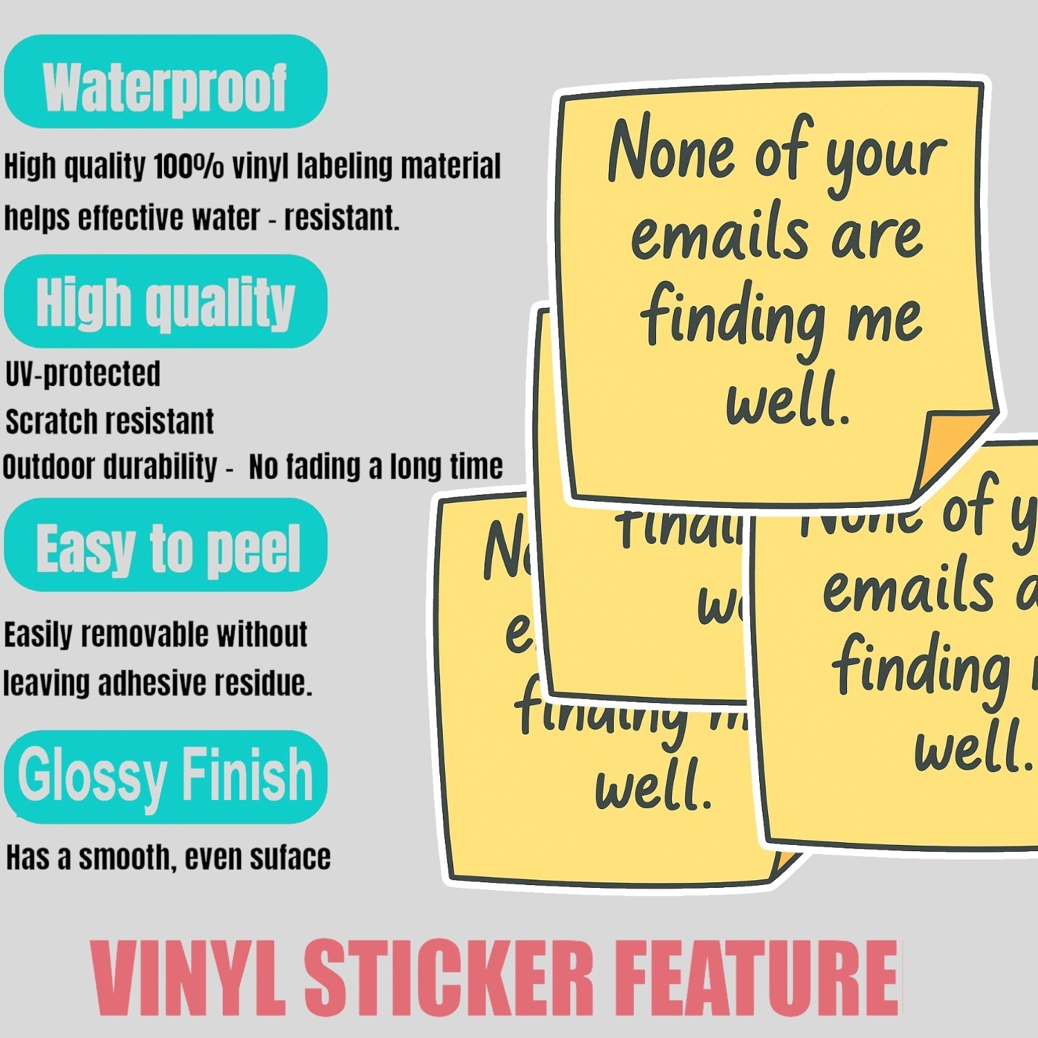 4Pcs Sarcastic “None of Your Emails” Vinyl Stickers – Funny Coworker Gift