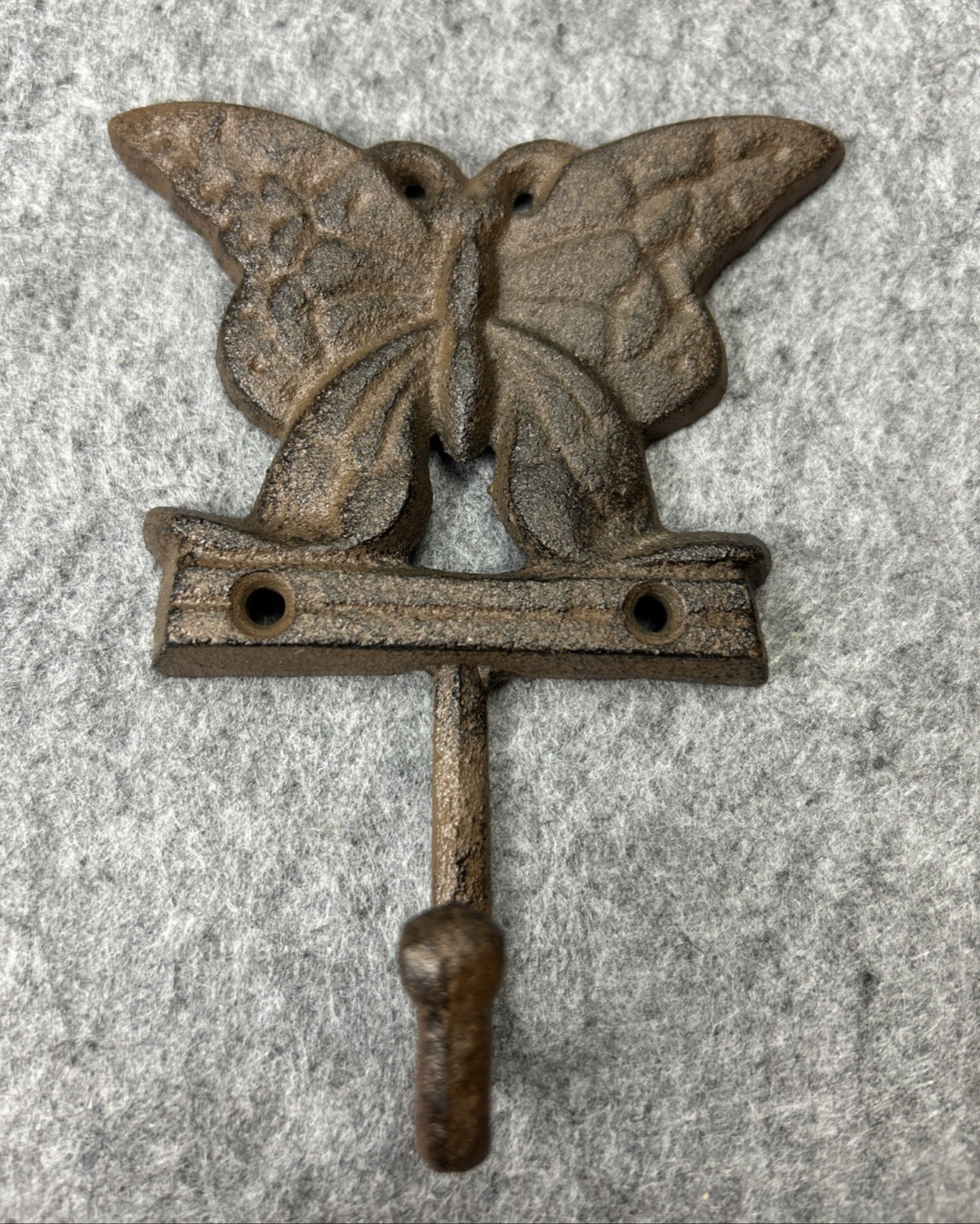 Butterfly Hook Cast Iron Rustic Brown Key Rack Garden Hat Coat Towel Hanger