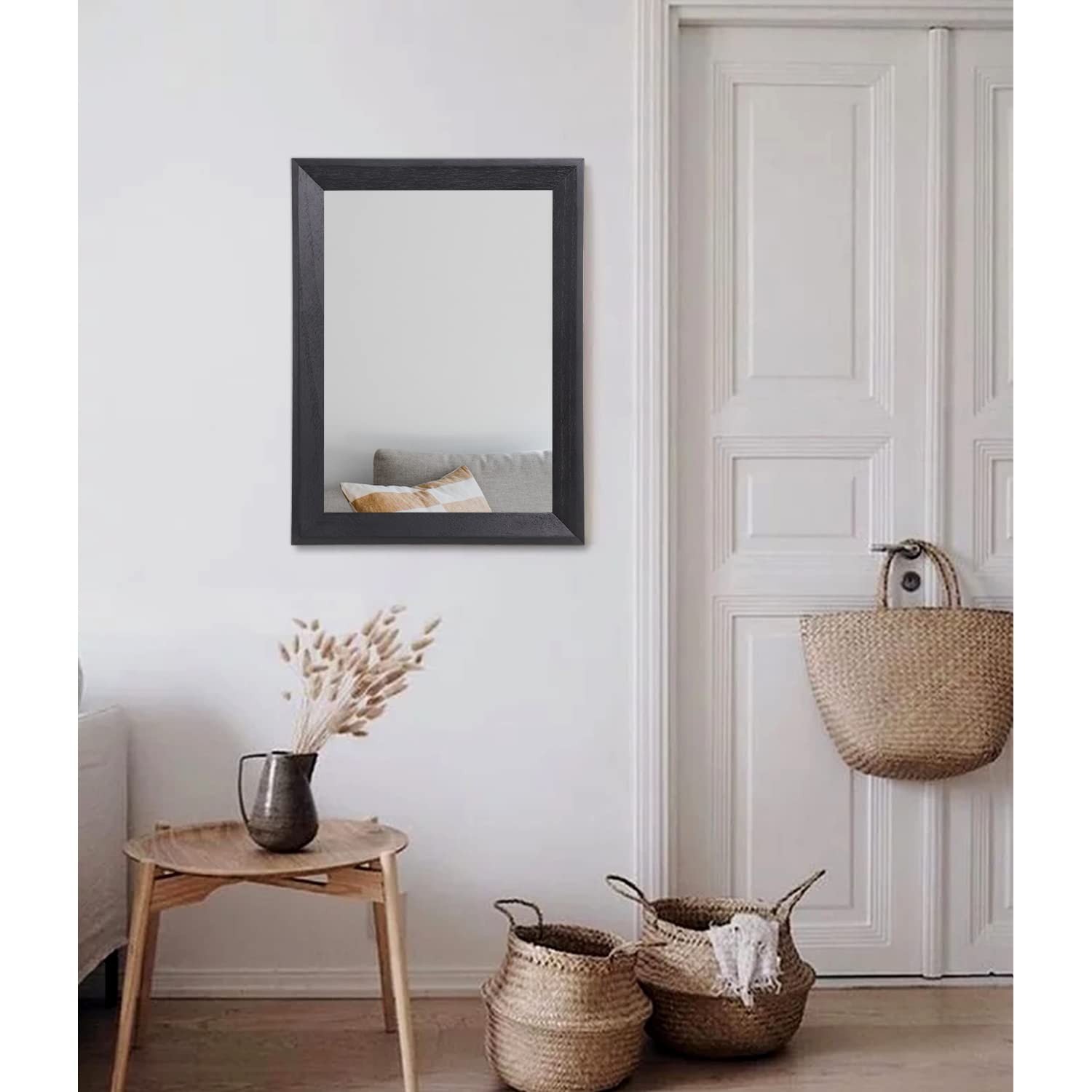 Black Rectangle Wood Framed Wall Mirror Large 20″x16″ Bedroom Bathroom Living