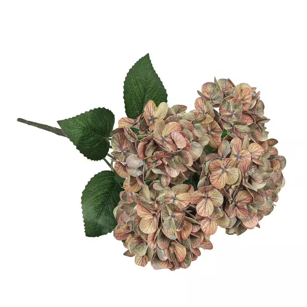 18 In. Dusty Cafe Brown Natural Touch Artificial Hydrangea Flower Stem Bush Bouq