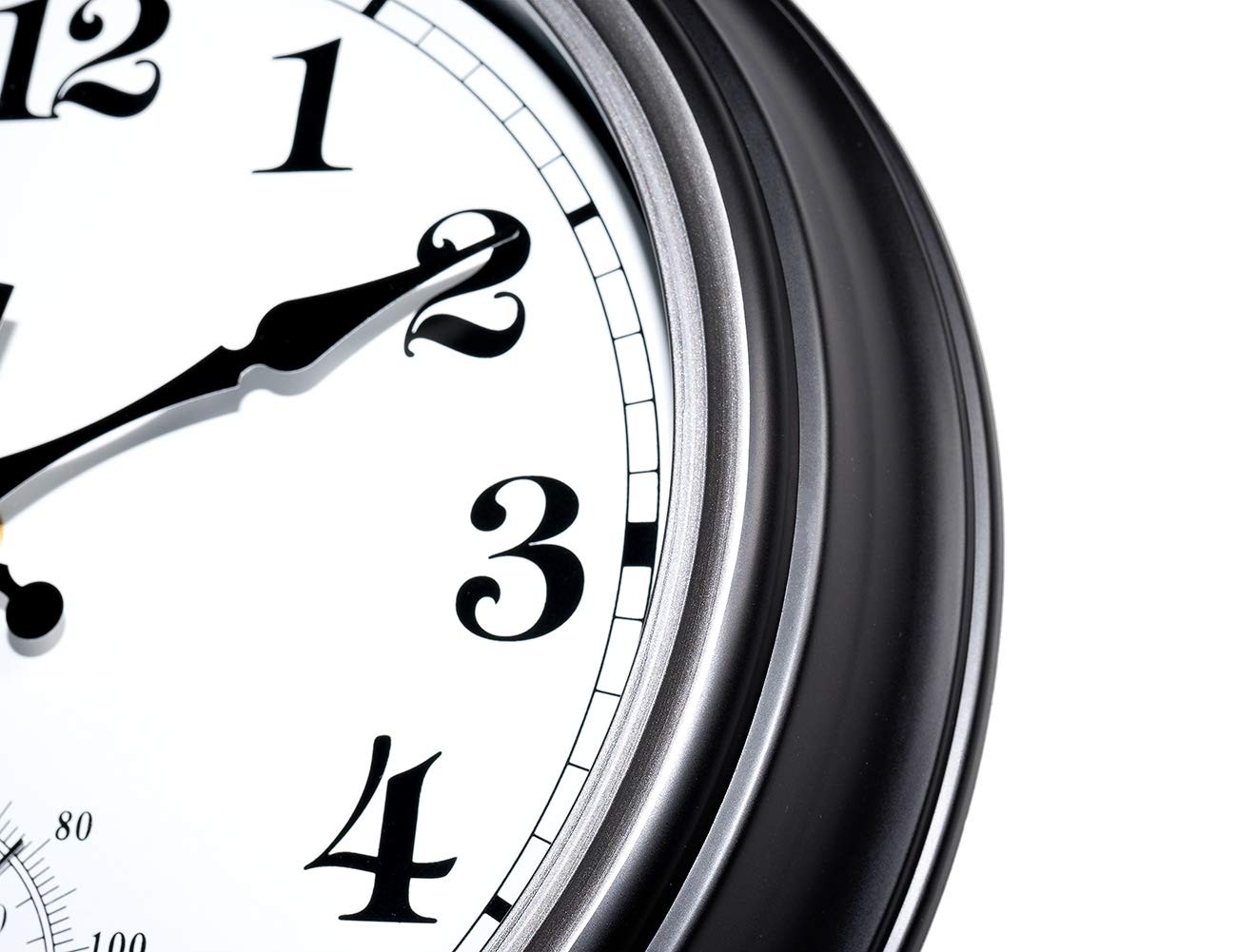 12 Inch Indoor/Outdoor Waterproof Wall Clock with Thermometer Silent Round Qu