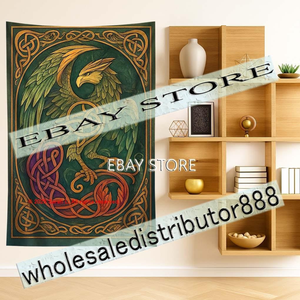 Celtic Griffin Guardian Art Tapestry symbol bedroom decor 59X82 in