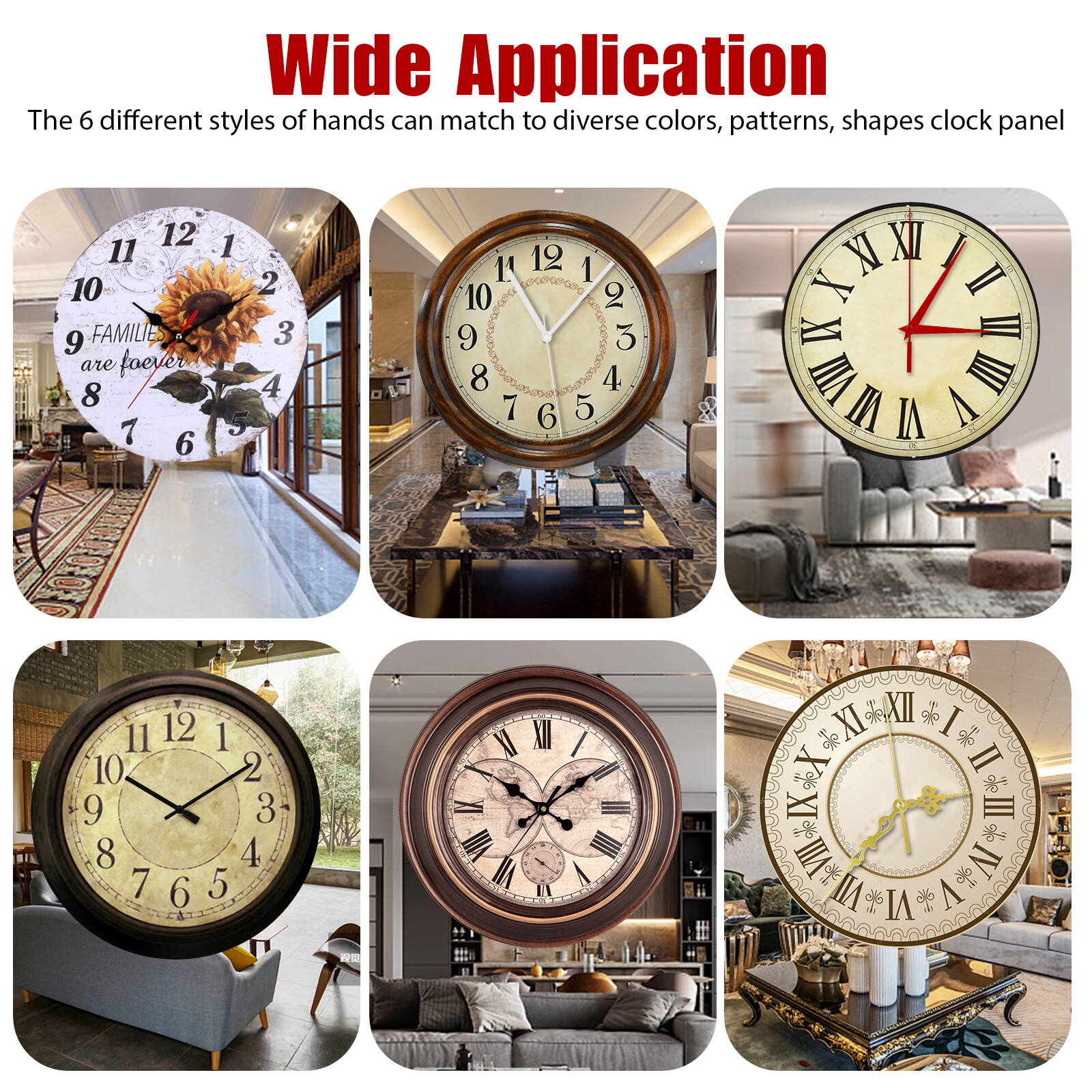 6Pcs DIY Wall Quartz Clock Movement Mechanism Replacement Repair Tool Parts Kit