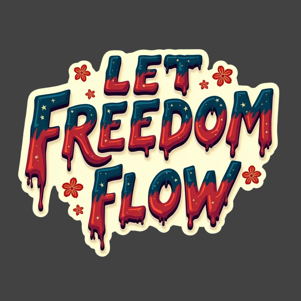 Let Freedom Flow Sticker Vinyl Decal Drip Typography Patriotic USA