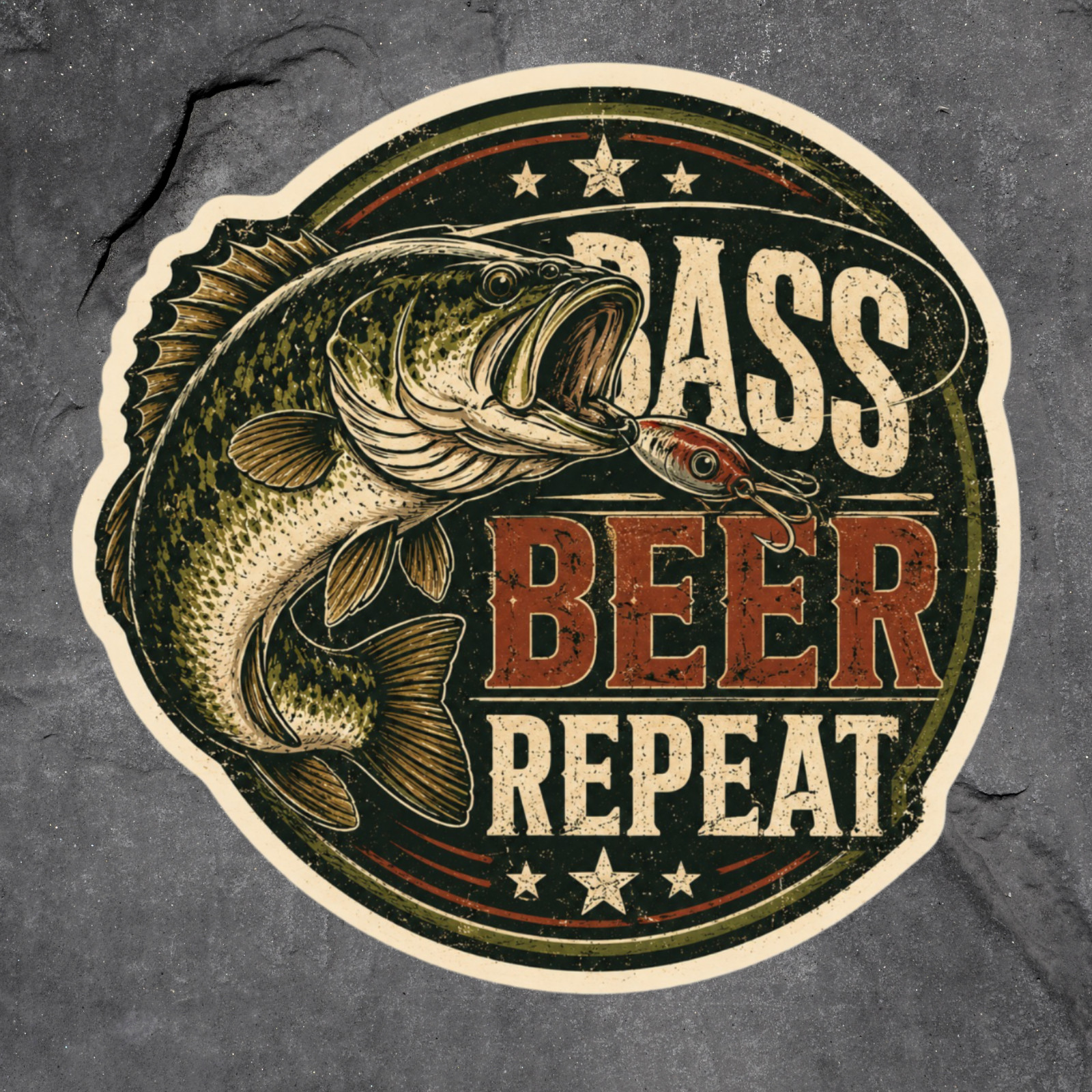 Bass Fishing Sticker Vinyl Decal Bass Beer Repeat Largemouth Angler