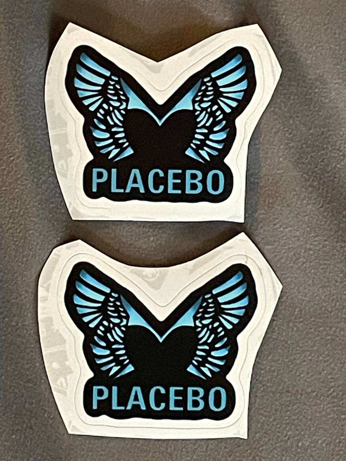 Lot of 2 PLACEBO 1 1/2″ x 2″ Band Logo STICKERS Blue Black White FAST! FREE!