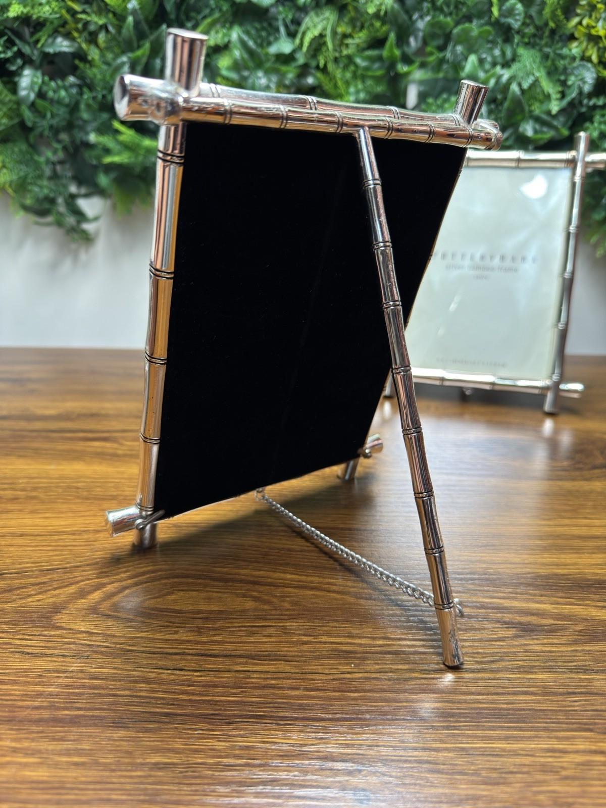 Pottery Barn Silver Bamboo Picture Frame Metal Easel Back Decor Lot Of 3