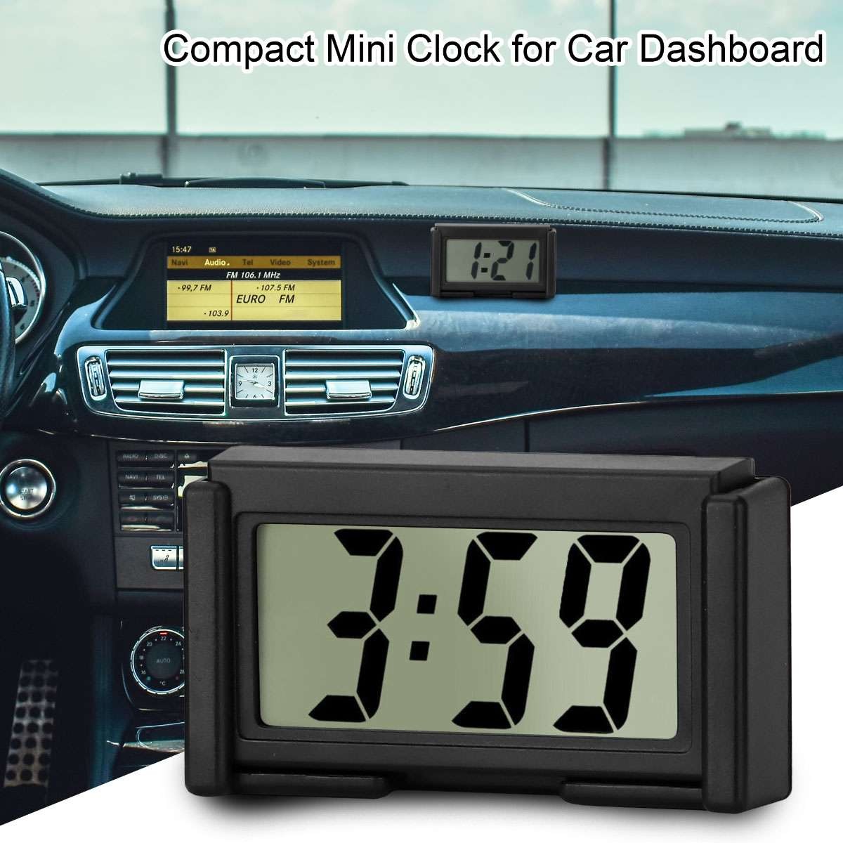2/4X Portable Mini Car Dashboard Digital Clock for Vehicle Large LCD Time Screen