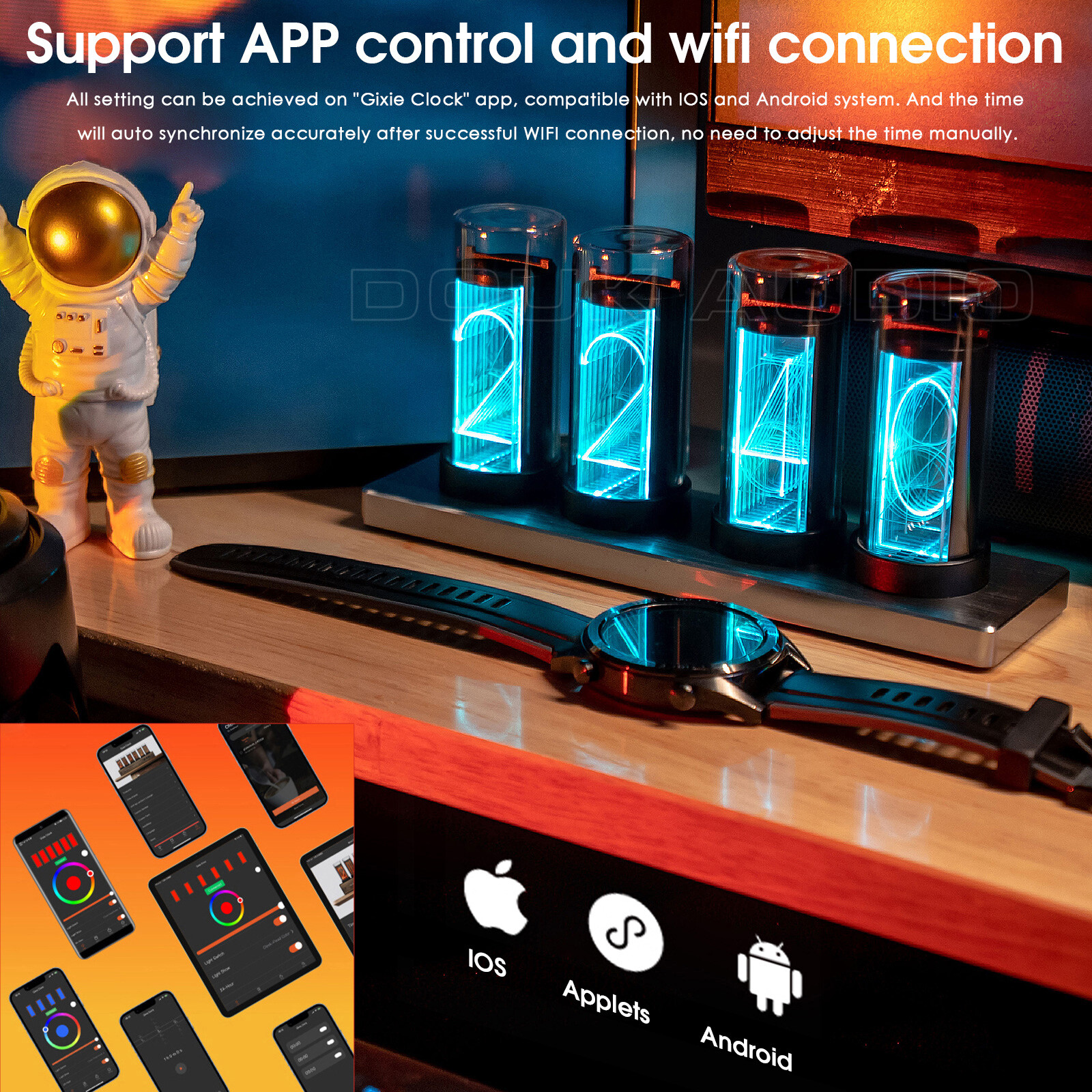 Vintage LED Nixie Tube Clock Digital Display APP Control Clock Desktop DIY Gift