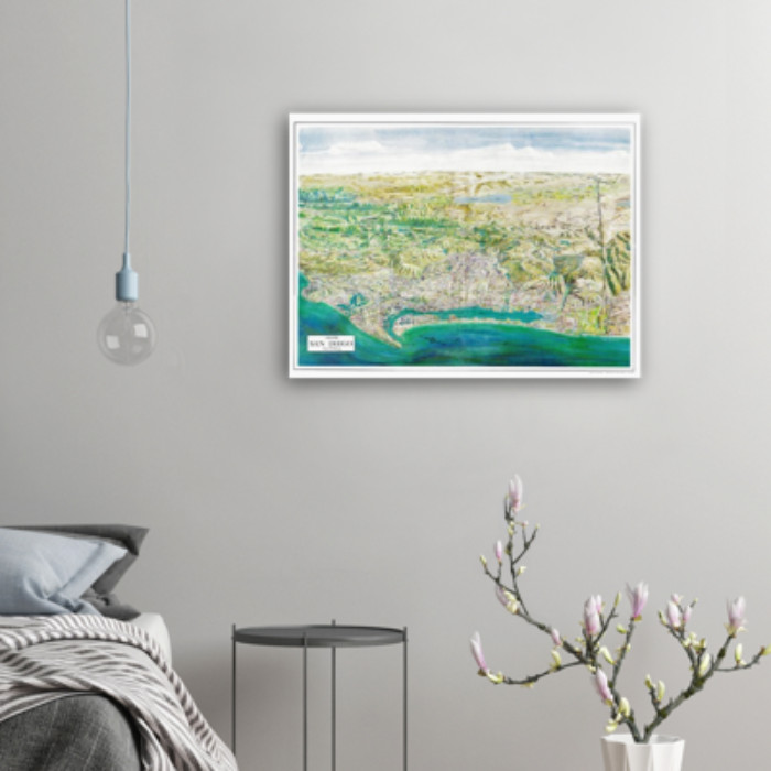 San Diego SD Southern California Panoramic Map Poster Art Print Wall Aerial