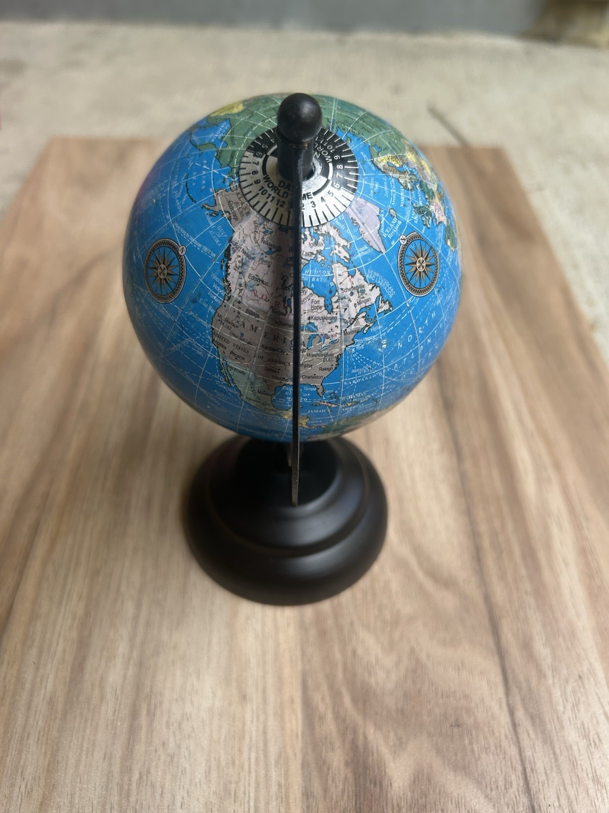 Tabletop Rotating World Globe, Blue Ocean, Black Base Included, Plastic