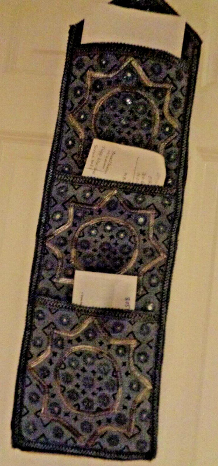 Handmade Indian/Pakistani Mirror Embroidery 3 slots Letter Holder Wall Hanging