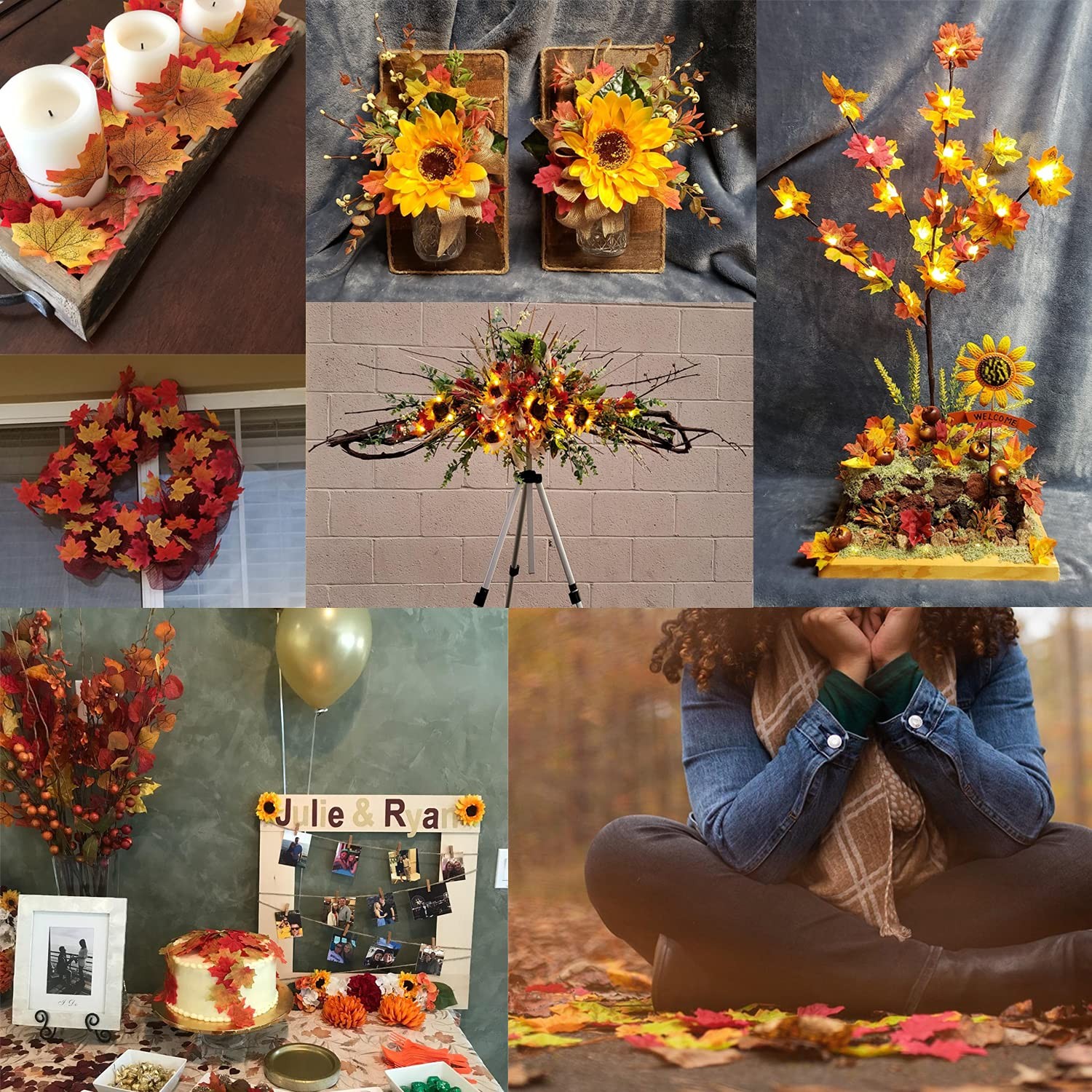 Honbay 200PCS 8cm/3.1inch Assorted Color Artificial Maple Leaves Fall Leaves …