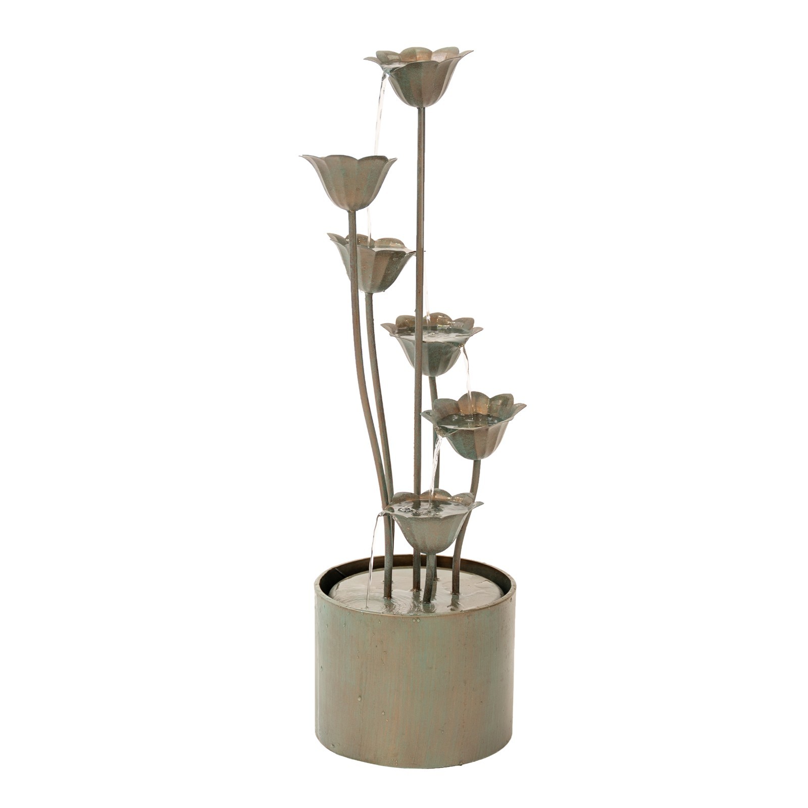 XBrand 35″ H Metal Sculptural Multi-tiered Flower Water Fountain, CA-KZ-4564-1