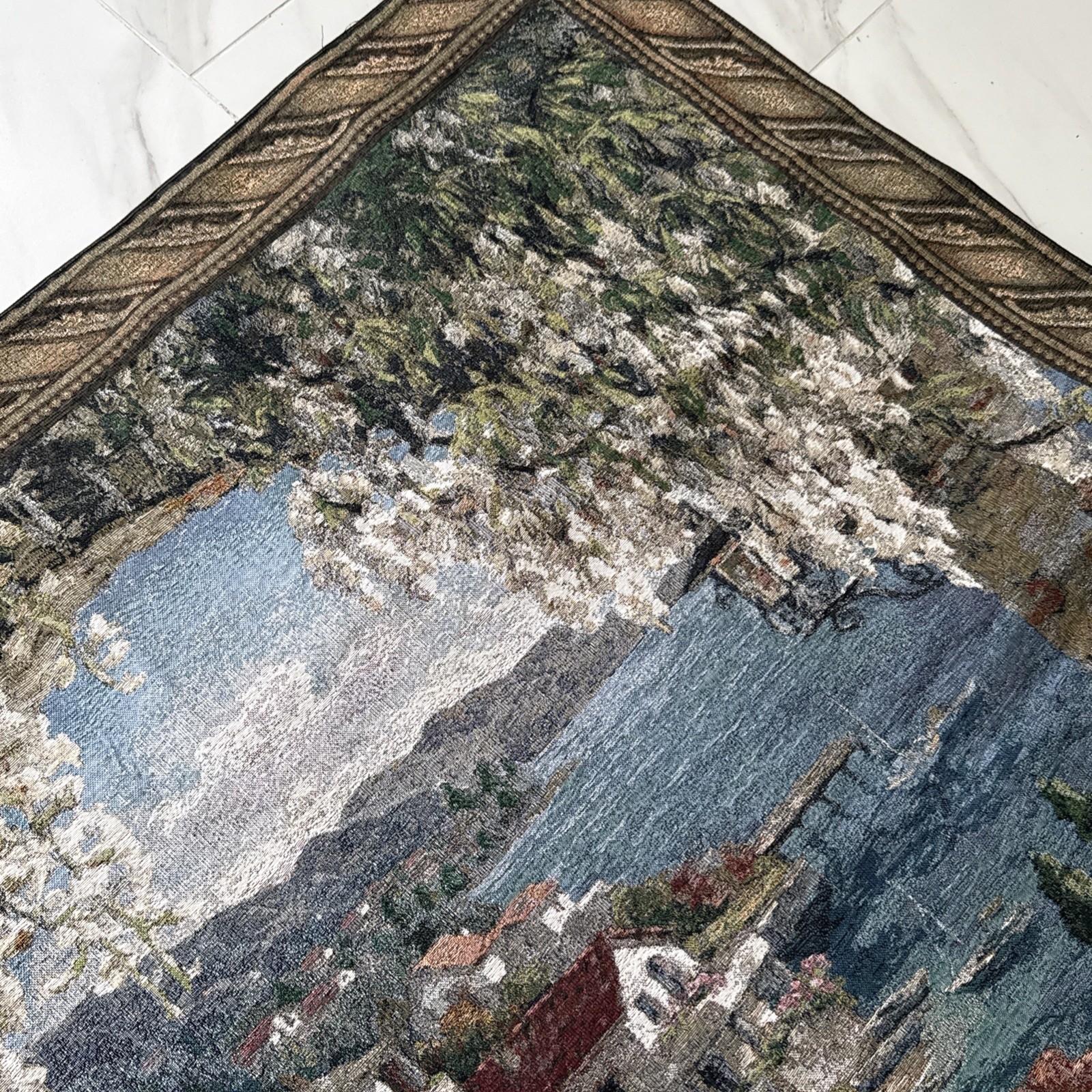 Mediterranean Renaissance Tapestry 51×52 Wall Art Hanging Garden Italian Villa