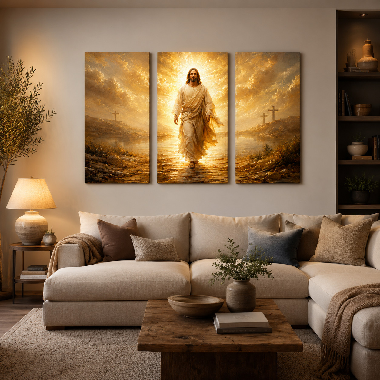 Jesus 3 Piece Canvas Wall Art Resurrection Christian Home Decor Triptych Picture
