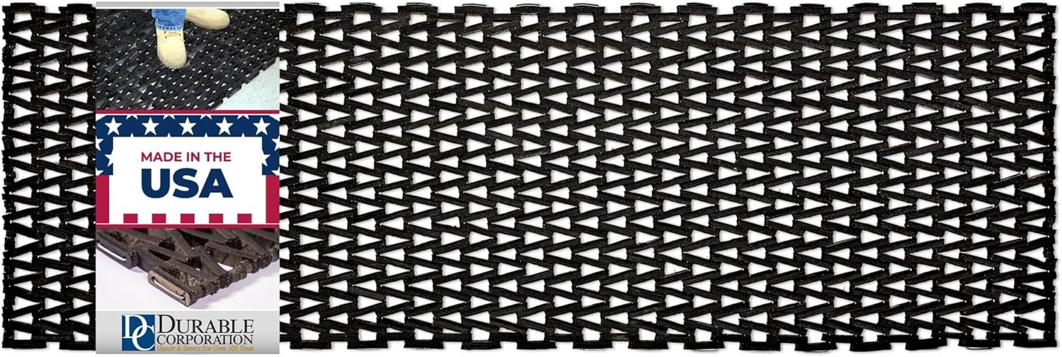 Durable Durite Recycled Tire-Link Outdoor Entrance Mat, Herringbone Weave, 24″ x