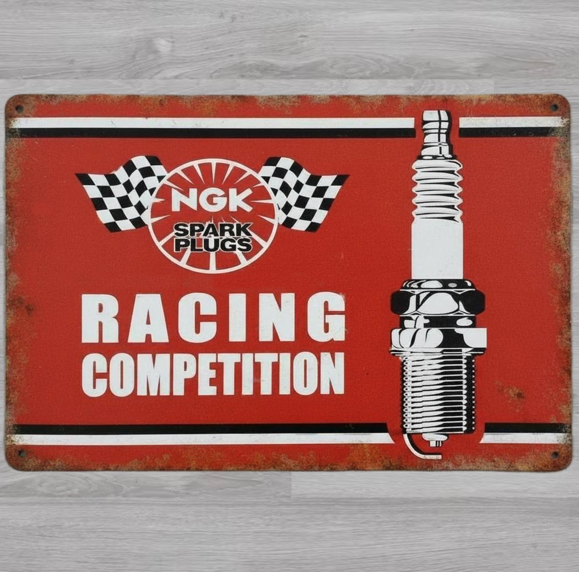 NGK Racing Competition Spark Plugs 8 x 12 Novelty Metal Sign Made In USA New!