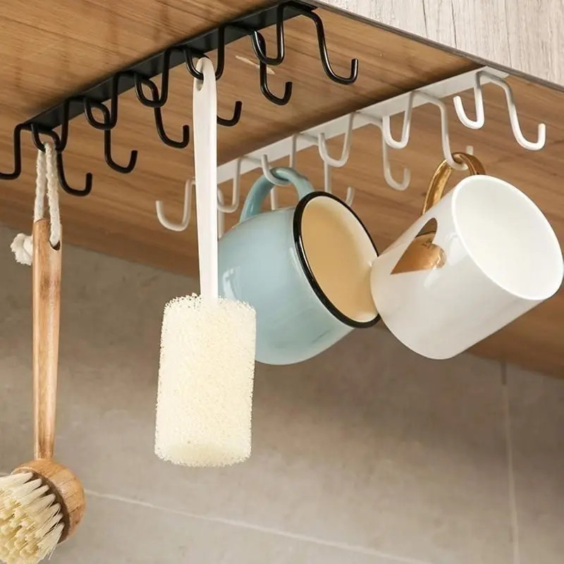 1PC Under Shelf Mug Holder Rack Kitchen Cabinet Coffee Cup Storage Hooks Hanger