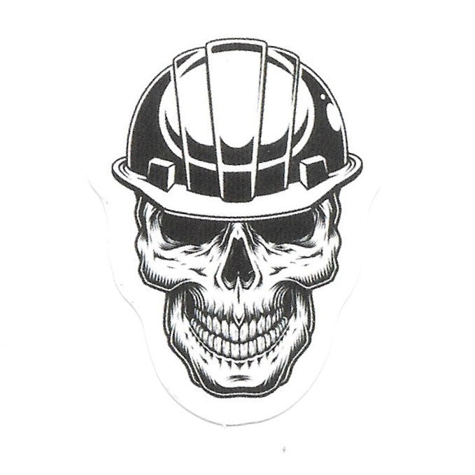 Skull Hard Hat Construction Safety Worker Vinyl Stick Sticker Decal Die Cut