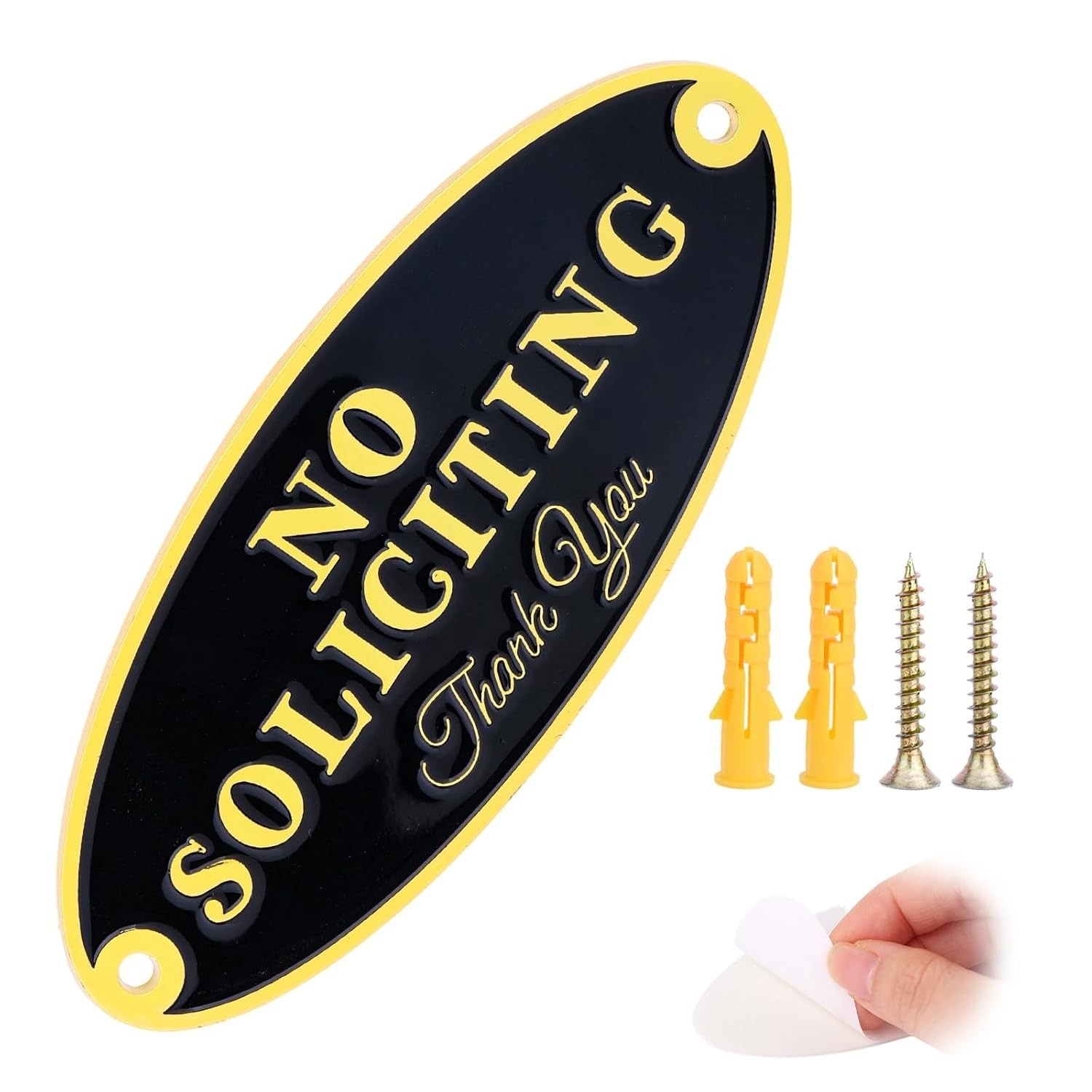 No Soliciting Sign Metal Wall Plaque Door Zinc Alloy Solid Elegant Front Door