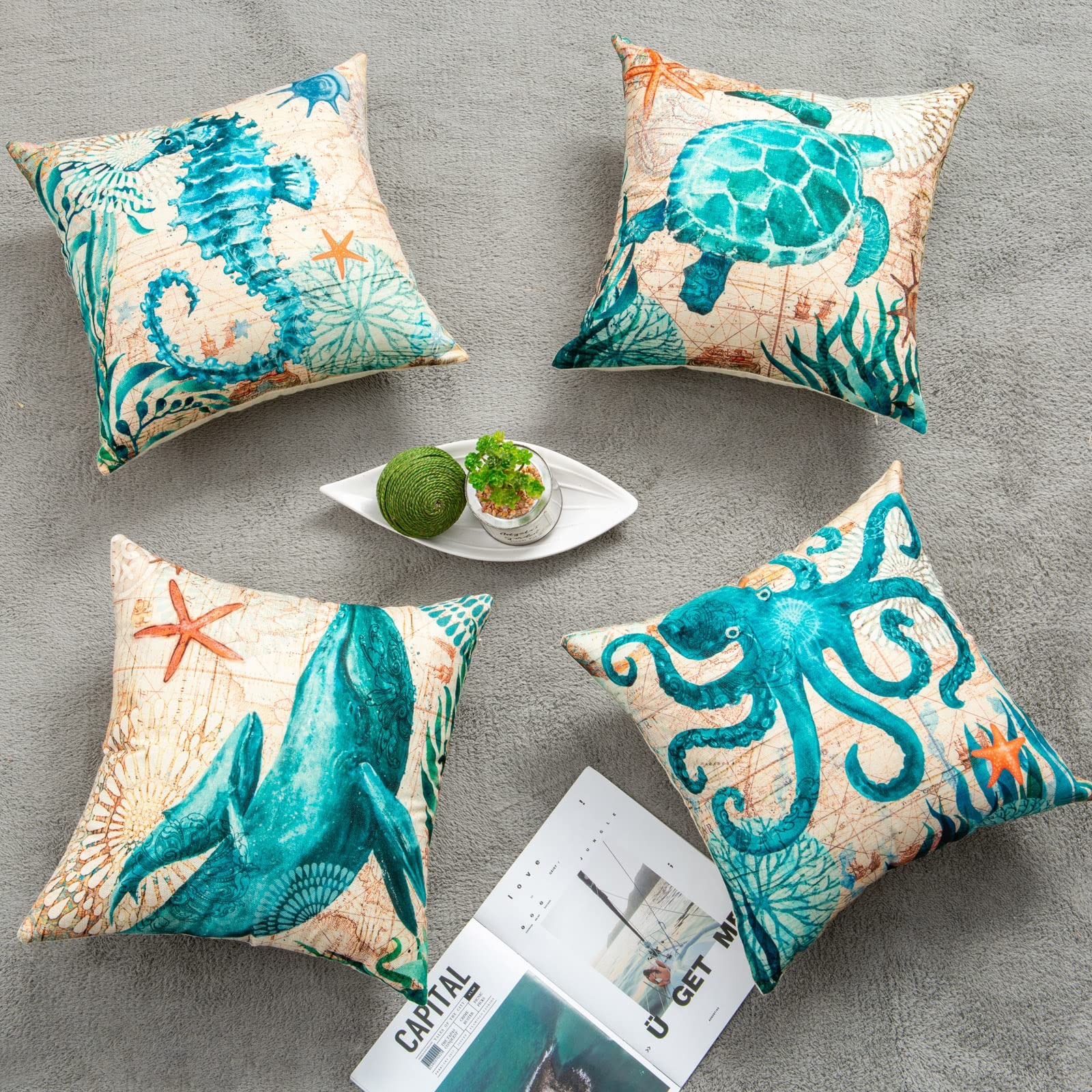 Cushion Covers Sea Turtle Printed Throw Pillow Cases For Home Decor Sofa Chair S