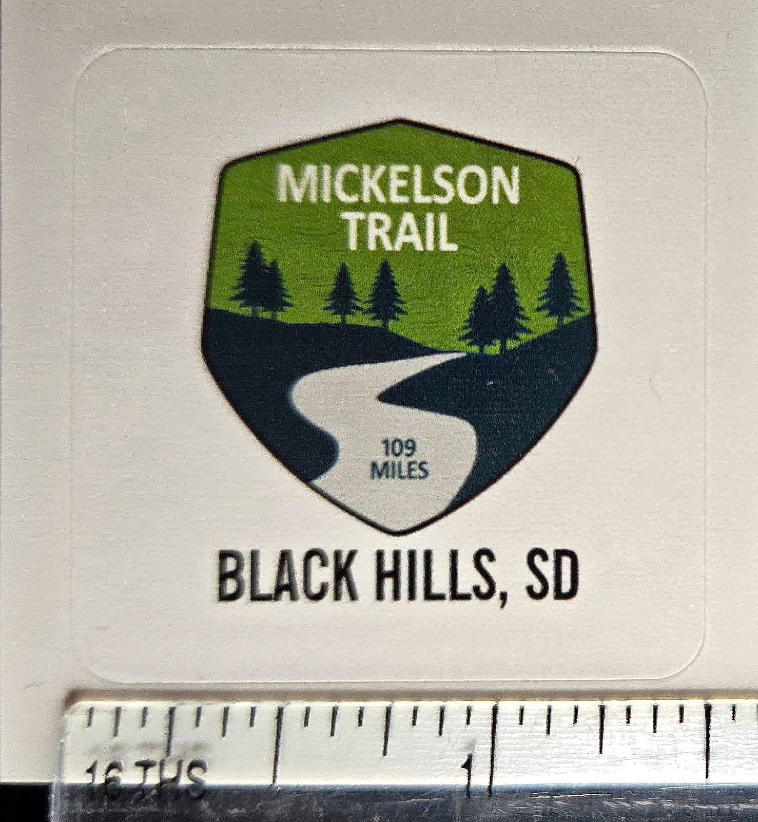 Mickelson Trail sticker – small (1.5″ x 1.5″) – glossy – Black Hills, SD