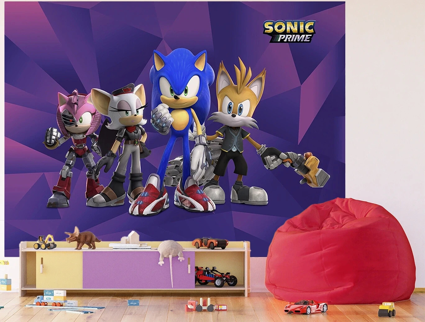 Sonic wallpaper mural for kids bedroom photo wall 252x182cm blue boy girl room