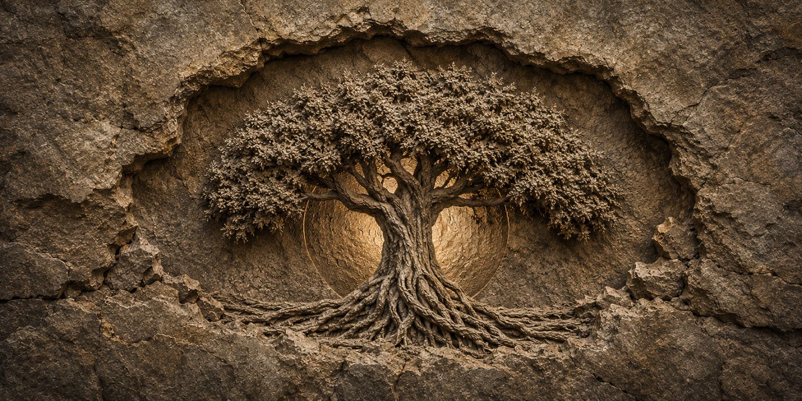 Tree of Life Wall Art Canvas Print, Rustic Nature Artwork, 3D Tree Roots Decor,