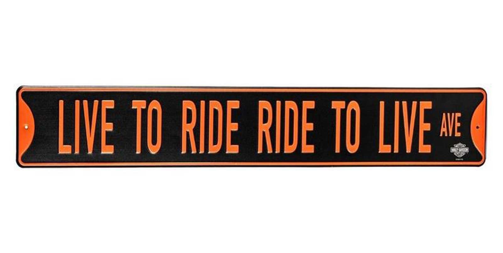 Harley-Davidson Live To Ride, Ride To Live Ave. Metal Street Sign, Black/Orange