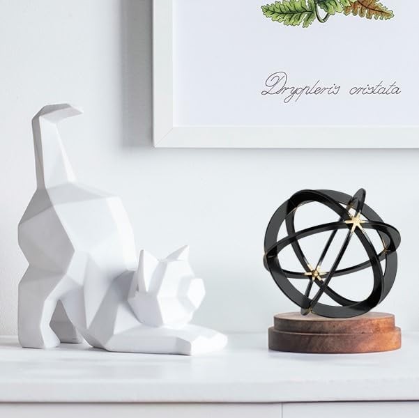 Decorative Sphere for Home Decor – Black & Gold, Hand Painted,Modern Decorative