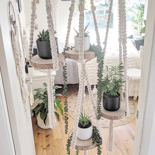 Macrame Plant Hanger Shelf – Handmade | Macrame Hanging Shelf
