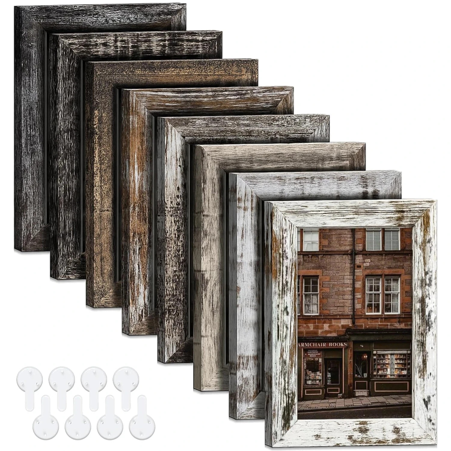 4×6 Picture Frames Set of 8, Vintage Rustic Farmhouse Industrial Style Photo …