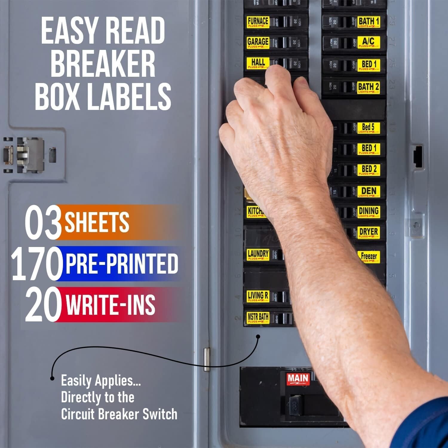 100 AMP CIRCUIT BREAKER LABEL SET – 170 Circuit Decals 20 CIRCUIT DIRECTORY