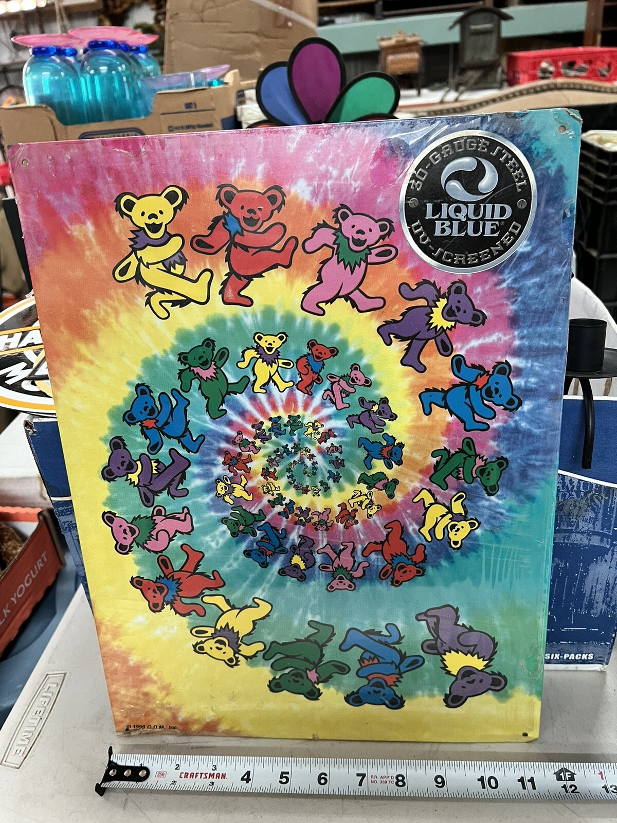 FREE S.+ H. GRATEFUL DEAD DANCING BEARS SIGN CONCERT VINTAGE 1998 MULTI-COLORS