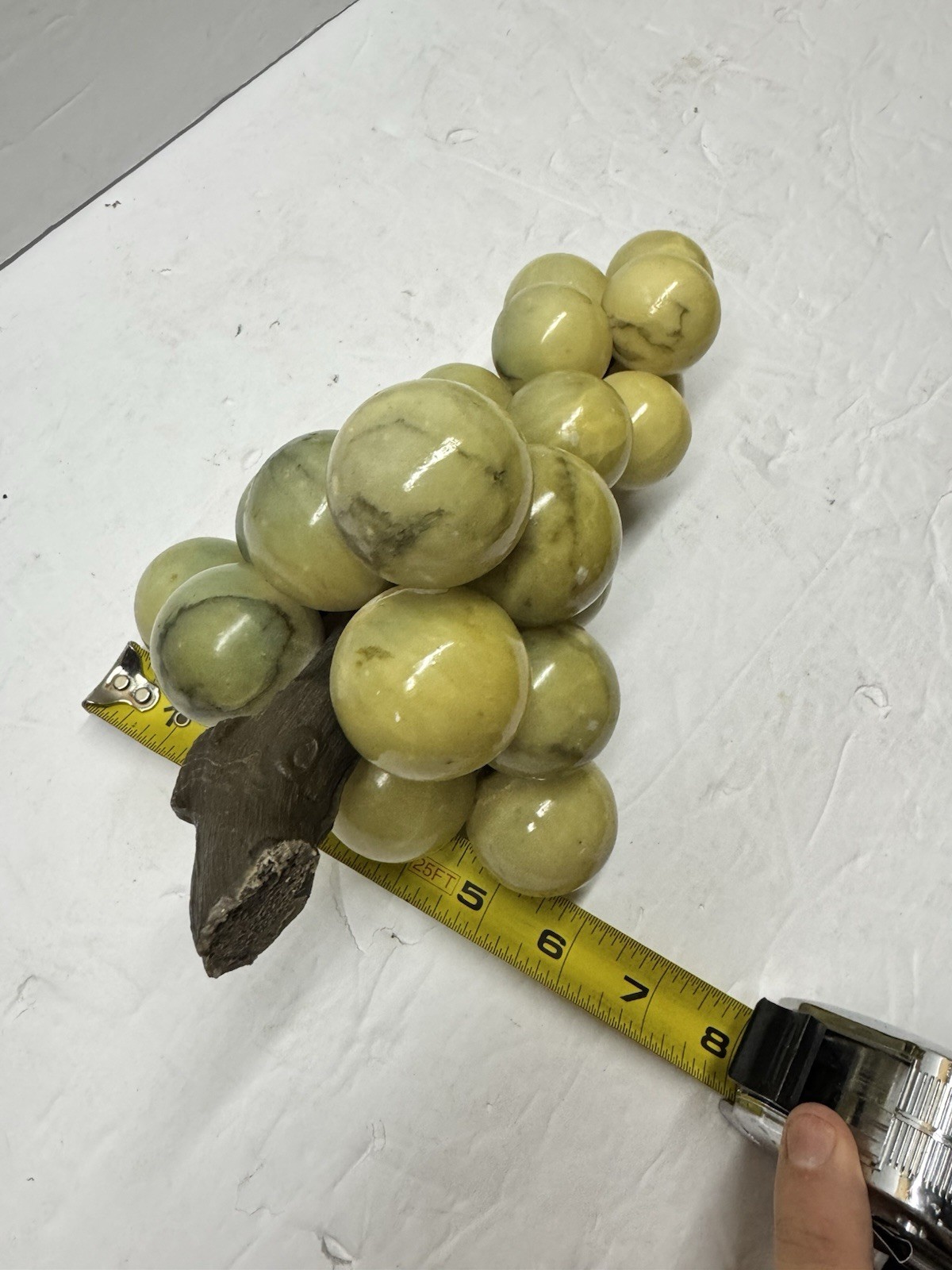 Vintage MCM Beige Italian Alabaster Stone Grape Cluster Sculpture 9” x 4.5”