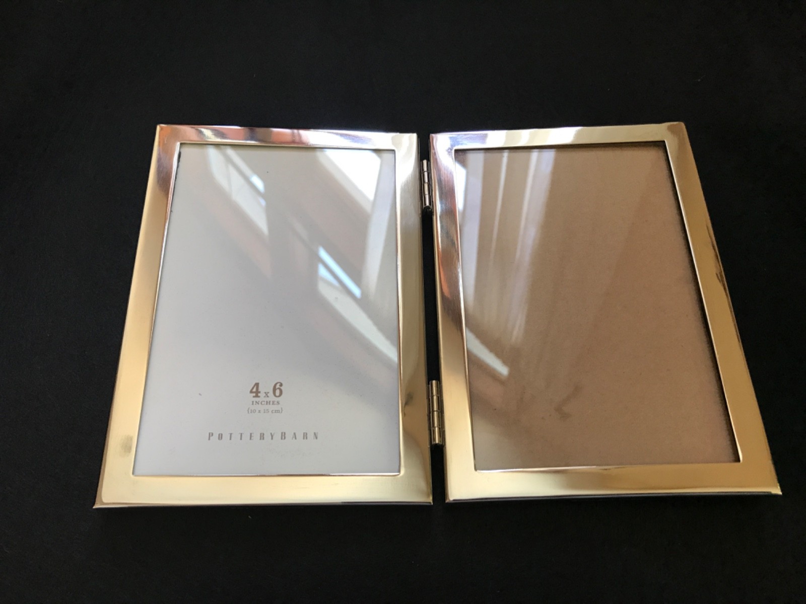 Pottery Barn Stamped Modern Classic Silver Plated Frame Bifold for 2 pictures
