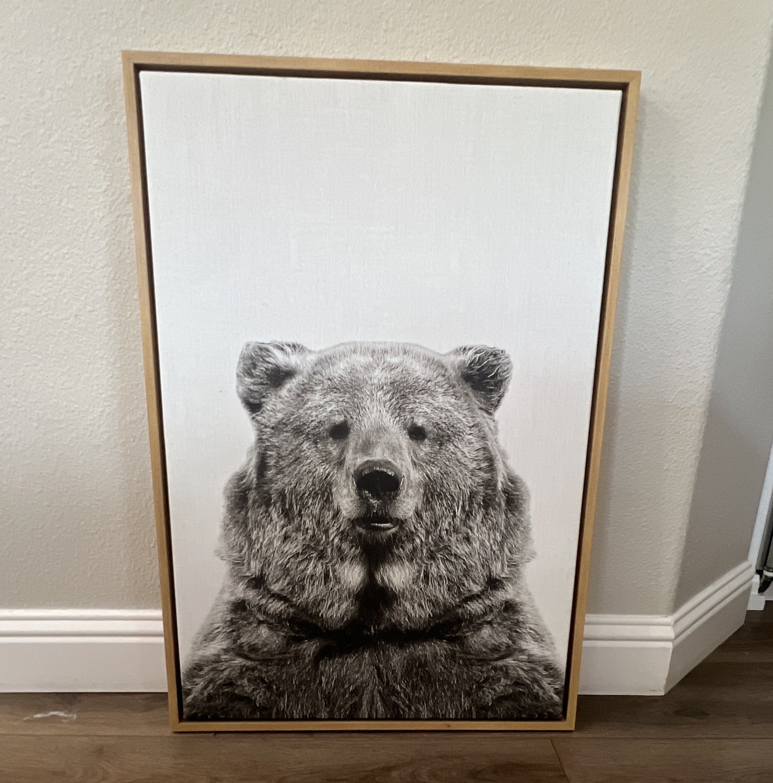 Framed Bear Print Wall Art, Vertical Multicolor Animal Theme