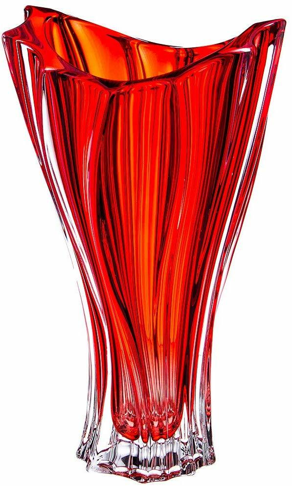 Red Vase 12 ” Crystal Glass Flower Vase Home Decor Bohemia Crystal Gift