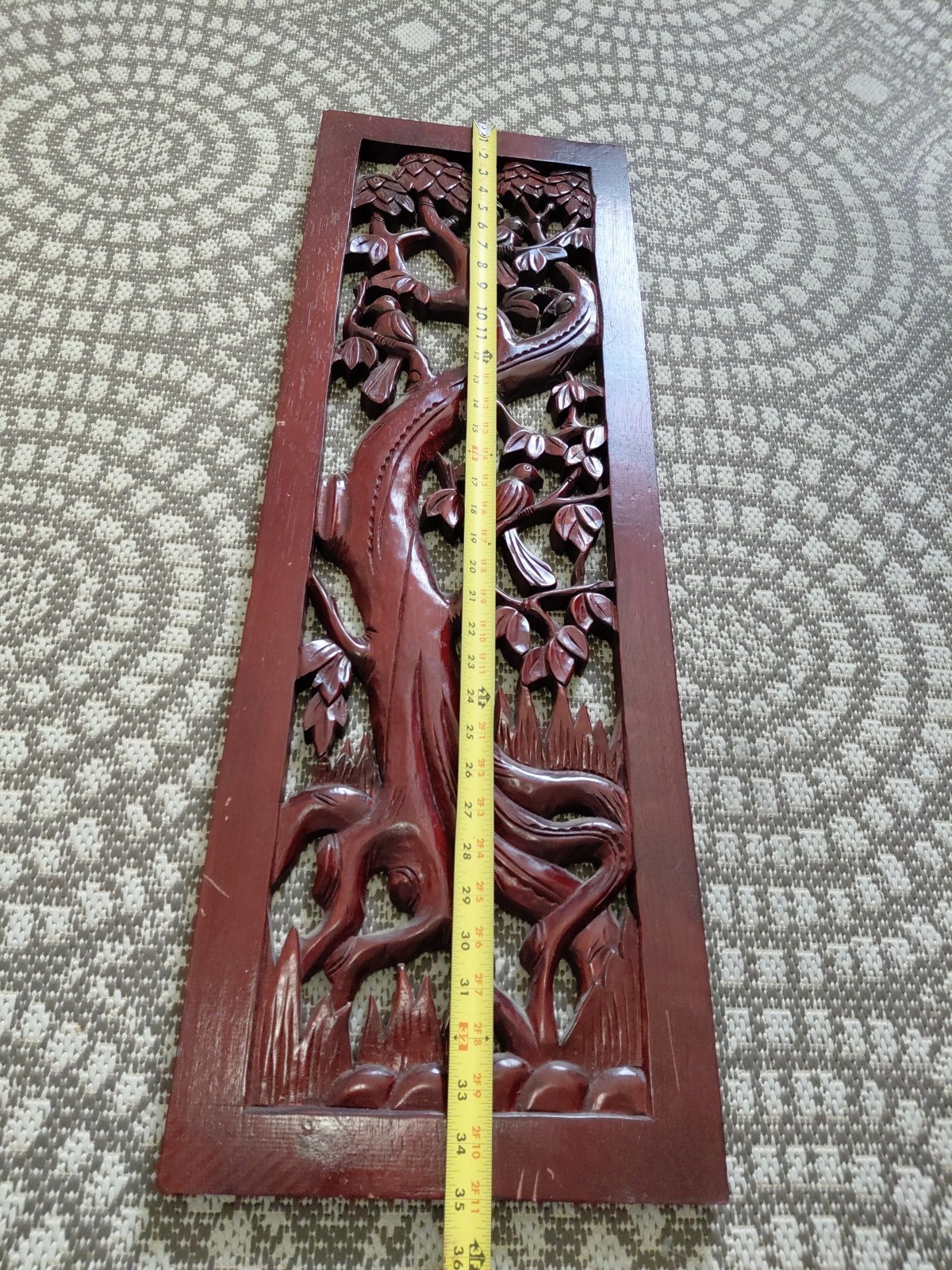 Rustic Home Decor Floral Wood Carved Wall Panel Asian Wood Wall Decor Plaque