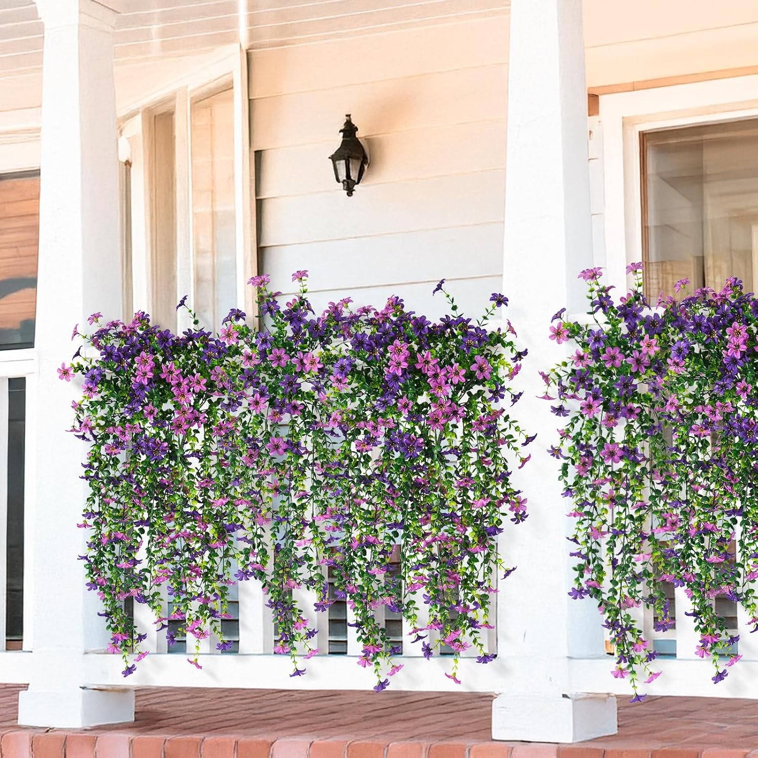 6Pcs Artificial Hanging Flowers Faux Plants Spring Porch Decor for Outdoors USA