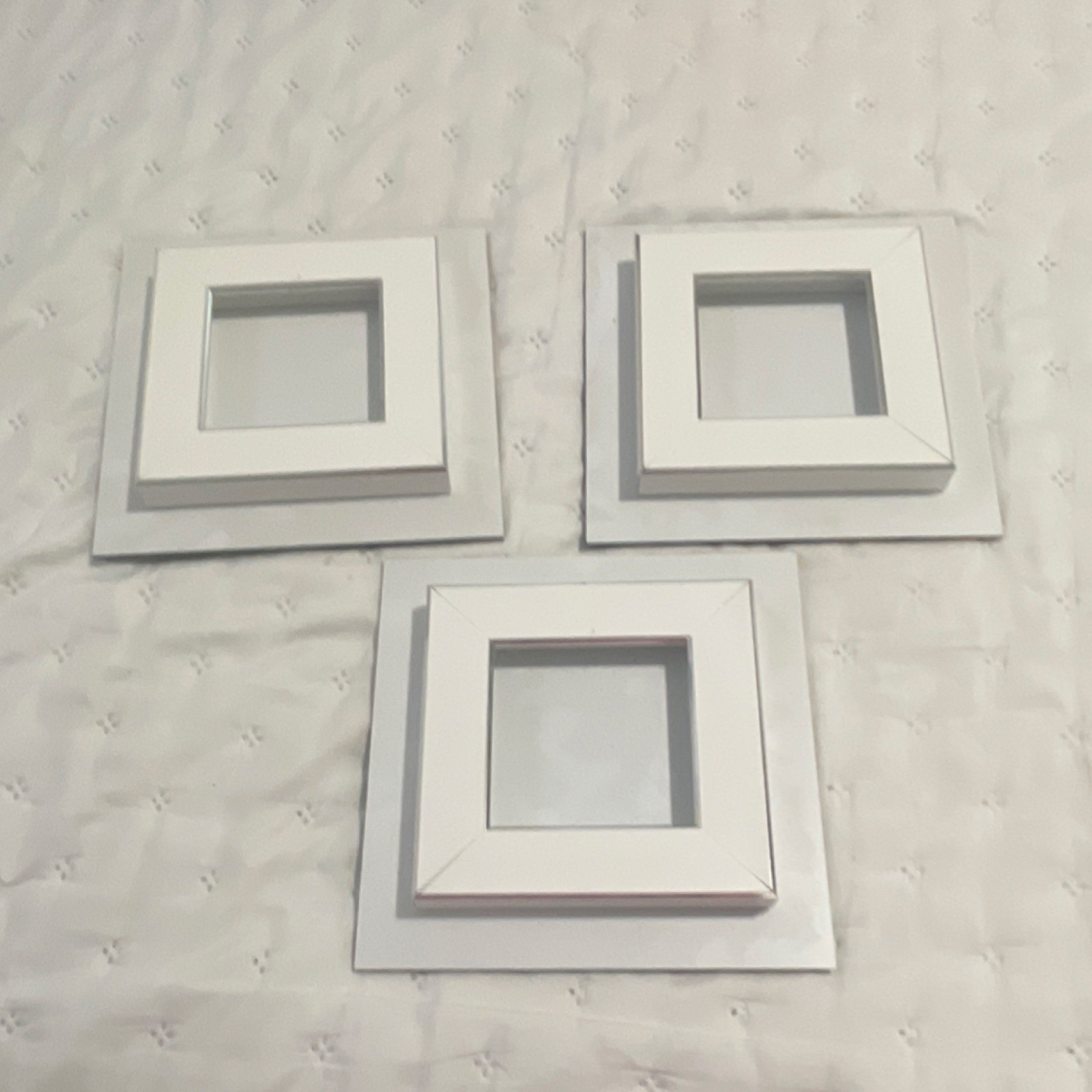 Set of 3 Square White Deep Wood Picture Frames Modern Less Than 10 x 10 in