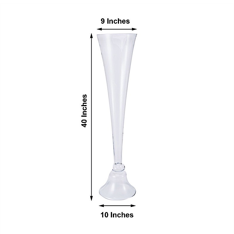 CLEAR 40″ Reversible Trumpet GLASS VASES Wedding Party Events Home Centerpieces