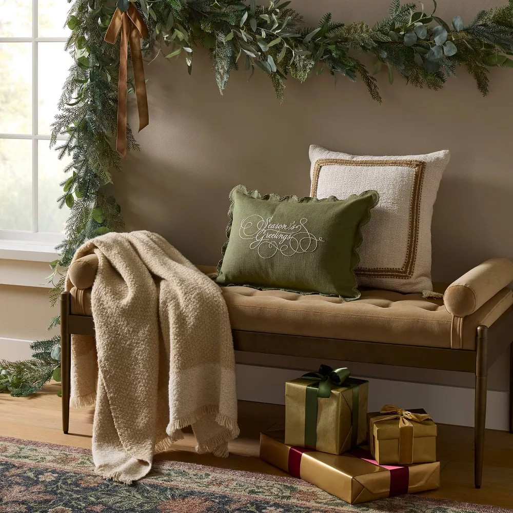 50″x60″ Tonal Woven Boucle Throw Blanket Cream – Threshold designed with Studio