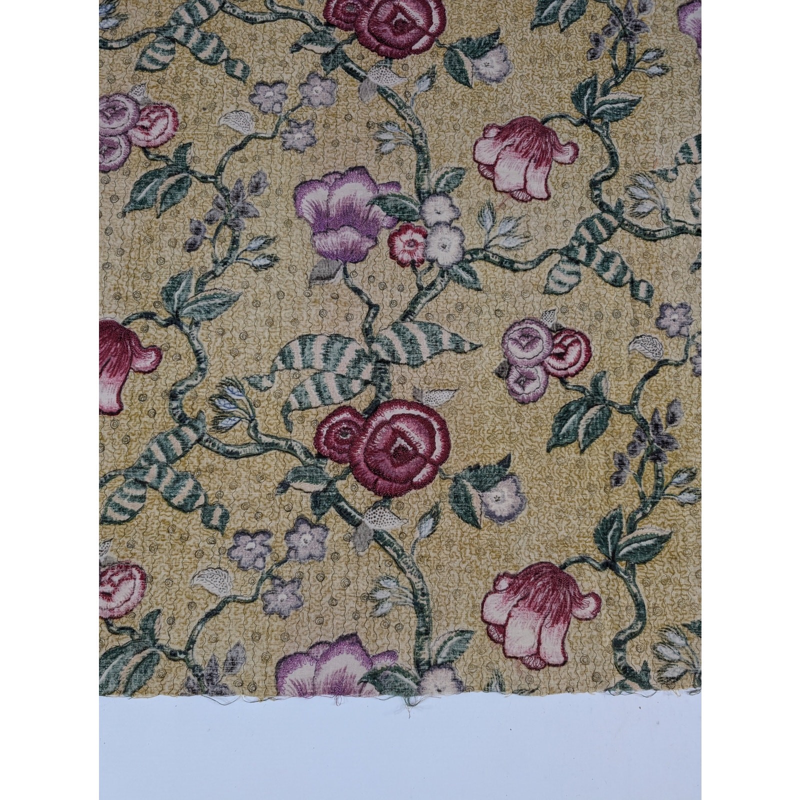 Vintage Jacobean Style Printed & Embroidered Floral Tapestry 49x29in