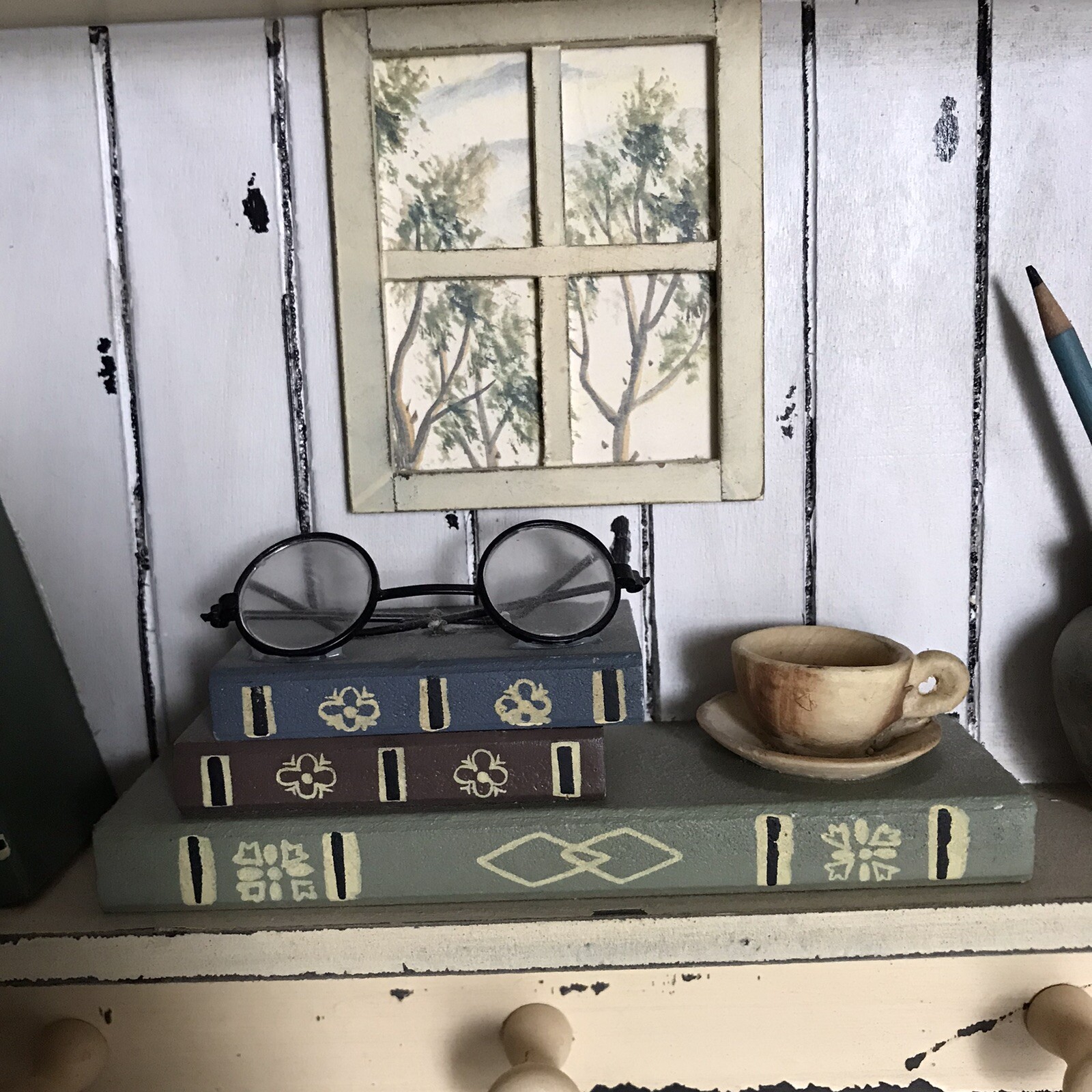 Books Writer Rustic Distressed Beige Wooden Wall Hanging with Hooks